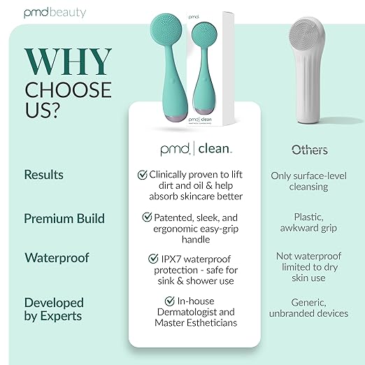 PMD Clean - Smart Facial Cleansing Device with Silicone Brush &amp Anti-Aging Massager