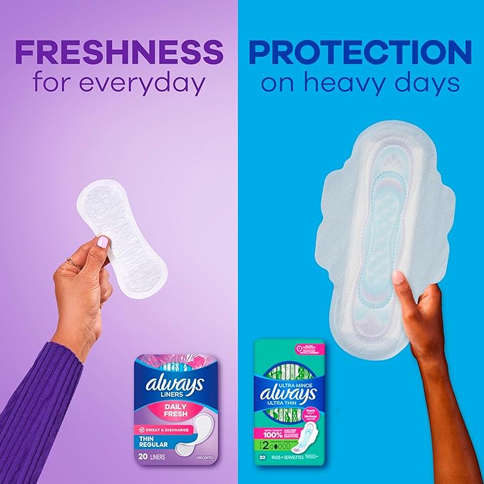 Always Daily Fresh Thin Liners Regular Absorbency Unscented Panty Liners 432 Count (Pack of 2)