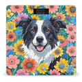 Border Collie Florals Weight Scale Large Digital Bathroom Scales with Bright LED Display Non Slip Digital Scale and Step On Fashion Weighing Machine for Body