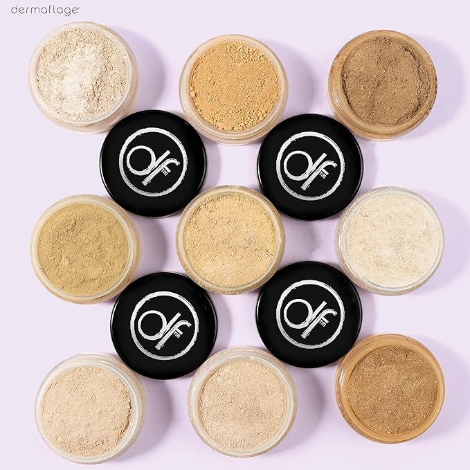 Dermaflage Mineral Powder Foundation - Full Coverage Talc-Free &amp Lasting Matte Finish - Natural Ingredients with Antioxidants - Safe for Sensitive Skin &amp Made in USA - Bronze Medium