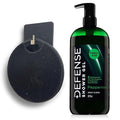 Defense Soap Peppermint Body Wash 32 oz with Tea Tree &amp Eucalyptus Oils + Silicone Body Scrubber &amp Shower Hook | Natural Antifungal Shower Gel &amp Exfoliating Set for Athletes and Active Lif