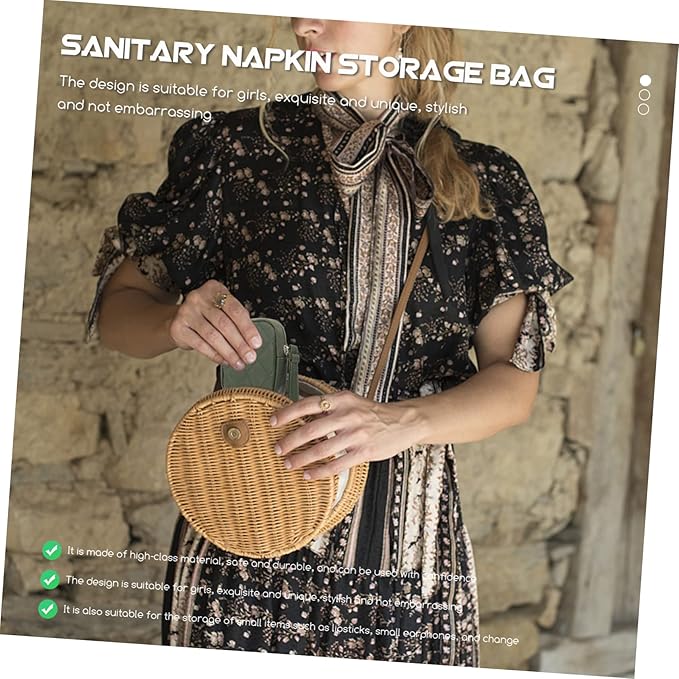 NOLITOY 4pcs Portable Sanitary Napkin Bag for Women Cute Travel Toiletry Bag Zipper Period Products Holder for School Adorable Period for Women