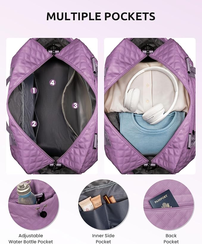 Girl Duffle Bag with Shoe Compartment Tween Weekend Duffle Bag Monogram Overnight Bag for Women with Trolley Sleeve &amp Wet Pocket Letter Kids Travel Bag with Makeup Bag (Letter K)