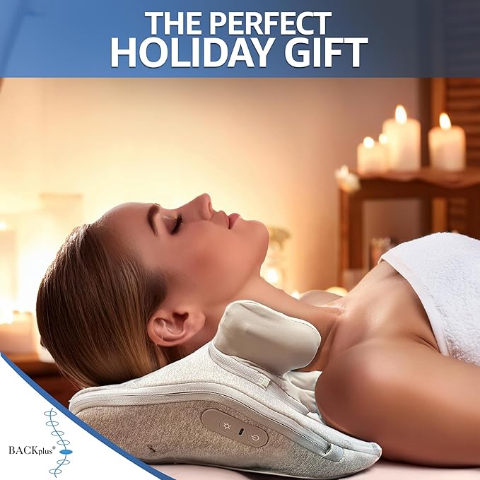 3D Massage Pillow - Deep Kneading Shiatsu with Soothing Heat Therapy for Back Neck &amp Shoulders - Experience Advanced 3D Deep-Kneading Massage for Muscle Relief and Improved Blood Circulation