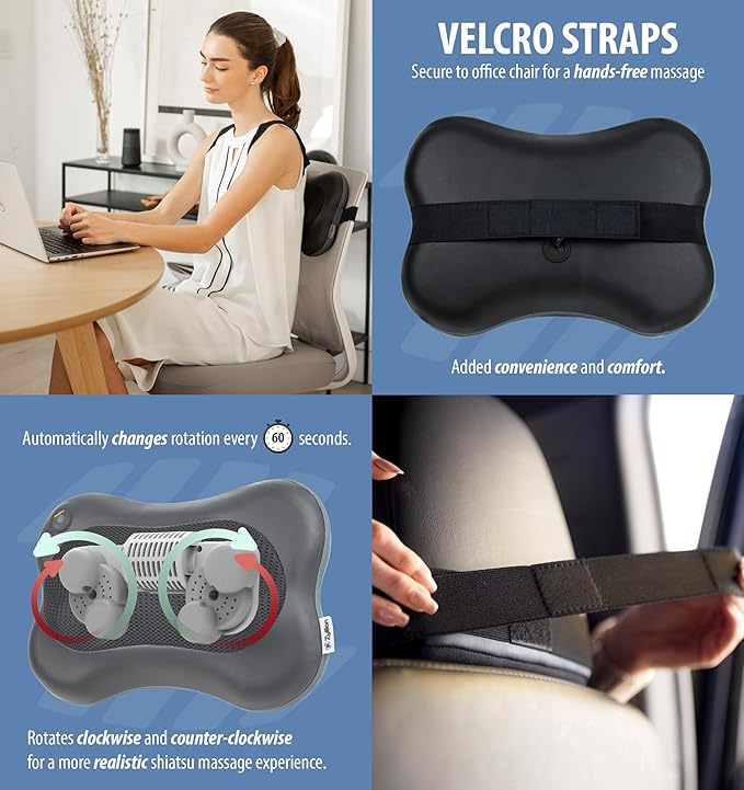 Zyllion Shiatsu Back Massager (Black) and Rechargeable Shiatsu Neck Massager (Black) Bundle
