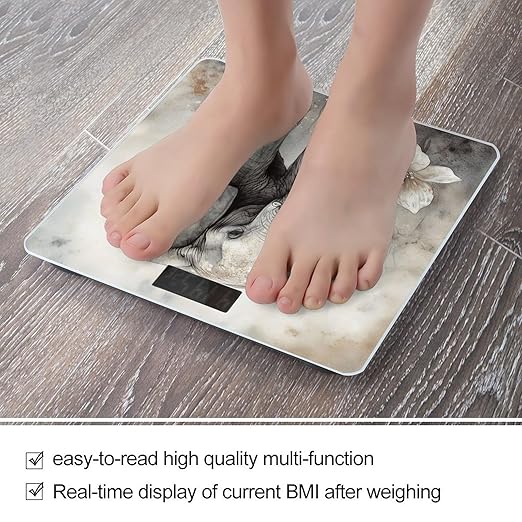Animals Cute Elephant Scale for Body Weight Highly Accurate Digital Bathroom Scale Sturdy Tempered Glass Weighing Scales with LCD Display Fashion Body Fat Smart Scales 400lb