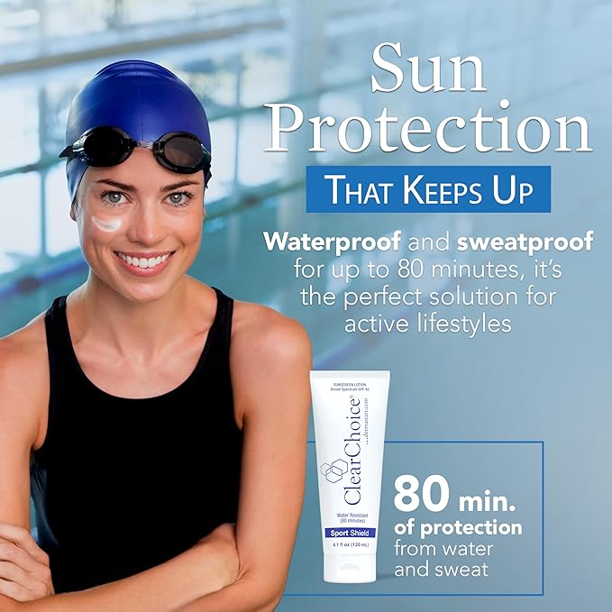 Clear Choice Sunscreen for Face SPF 45 Oil Free Sunblock &amp Light Moisturizer with Zinc Oxide Reef-Safe Broad Spectrum Water-Resistant No White Cast Dermatologist Recommended 4oz