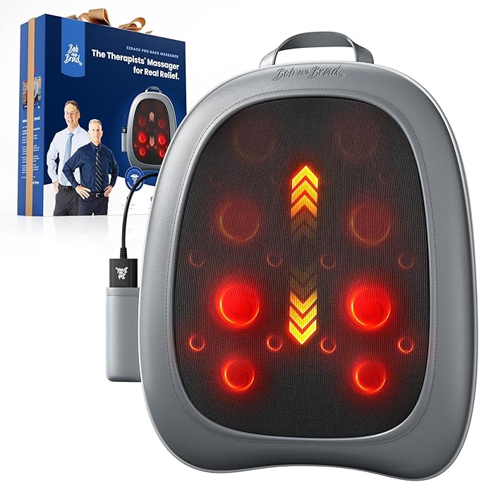 BOB AND BRAD Back Massager for Pain Relief Deep Tissue FSA EZBack Pro Corded 4D Kneading Shiatsu Back Massager with Heat HSA Eligible Up and Down Rolling Massage at Office Home Gift for Man