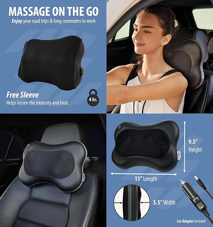 Zyllion Shiatsu Back Massager Bundle (Black Pink)