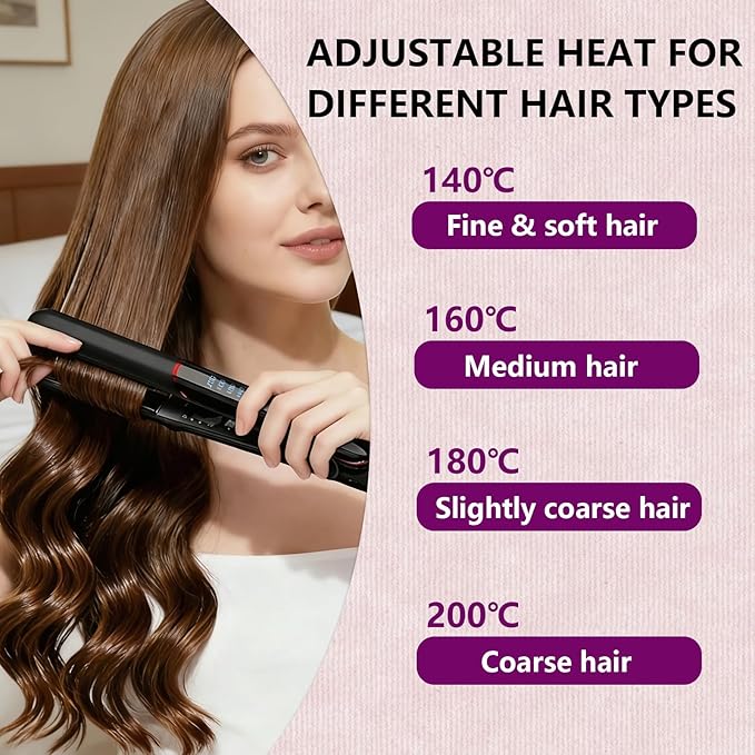 Hair Straightener Flat Iron &amp Curler 2 in 1 Titanium Ceramic Ionic Hair Straightener with 4 Adjustable Heat Curler for Fast Smooth Styling Anti-Frizz Styling Tool