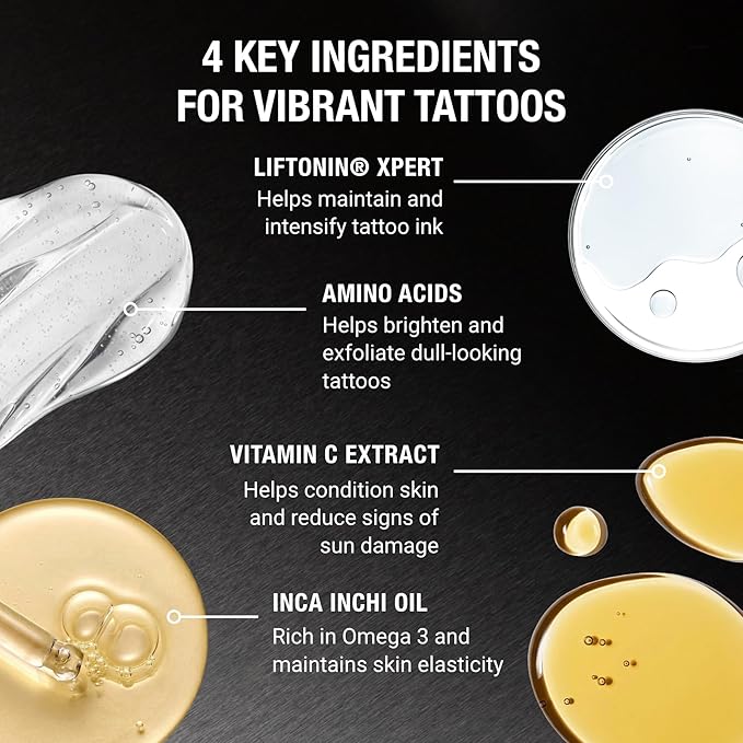 Stories &amp Ink Tattoo Care | VIBRANCY SERUM for Healed Tattoos | Brightening Treatment to Enhance Ink Color &amp Restore Faded Tattoo Pigment Lightweight Hydrating Aftercare 60 mL / 2 Fl Oz