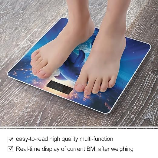 Cute Dolphins Bathroom Scale Large LCD Backlight Display Digital Scale Rounded Corners Body Scales Automatic Power On/Off Bathroom Scales for Home Bedrooms
