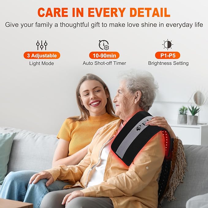 Red Light Therapy for Body 24’’ x 12’’Large Infrared Light Therapy Pad with Timer Remote Control 660nm 850nm Home Light Therapy for Knee Shoulder Back Muscle Joint (with Elastic Strap)