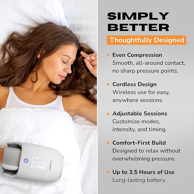 Hand Massager with Heat Cooling and Compression | Full-Hand and Wrist Coverage with Touchscreen &amp Palm Roller | Daily Massage at Home Office or Travel