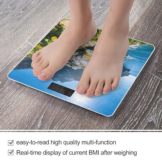 Amalfi Smart Scale for Body Weight Digital Bathroom Scale Toughened Glass Weight Scale with Large LCD Backlight Display High Precision Scales Weighing Machine