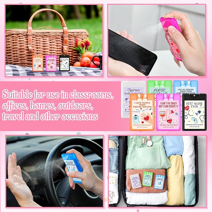 24 Pack Nurse Medical Assistants Gift Hand Sanitizer Spray Travel Size Mini Hand Sanitizer Pocket Spray Bulk for for Cna Rn Medical Assistant Nursing Student Essentials Nurse Week Appreciation Gift