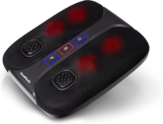 AmaMedic AM-50181 Sonic Vibration Foot Massager 4 Massage Heads Soothing Heat Therapy 3 Massage Modes 3 Shaking Plates