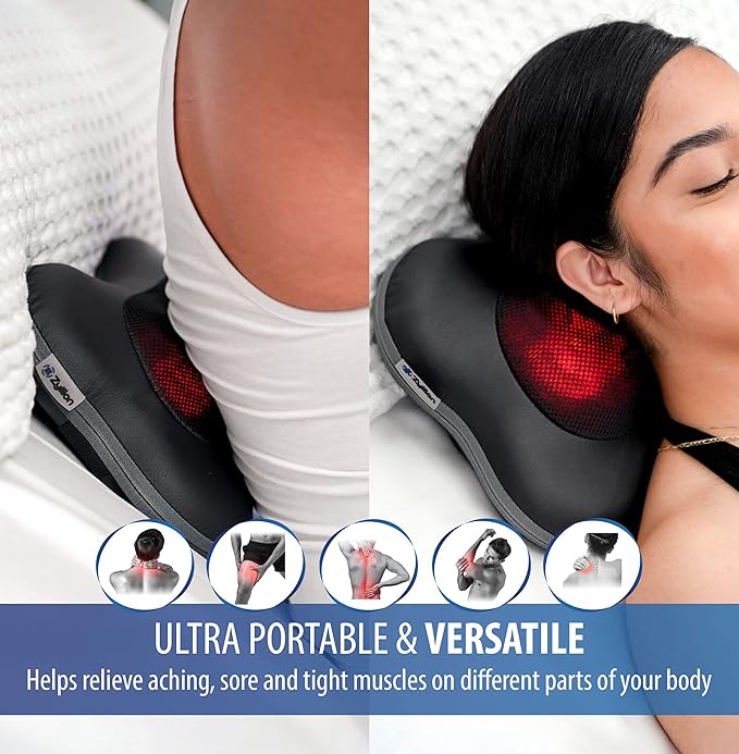 Zyllion Rechargeable Shiatsu Back Massager (Black) and Hair Brush Scalp Massager (Pink) Bundle
