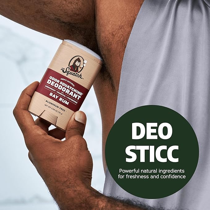 Dr. Squatch Natural Men’s Deodorant – Aluminum Free Natural Deodorant Men with Charcoal &amp Postbiotics for 72-Hour Odor Protection – Fresh Falls + Summer Citrus 2.65oz Stick (2-Pack)