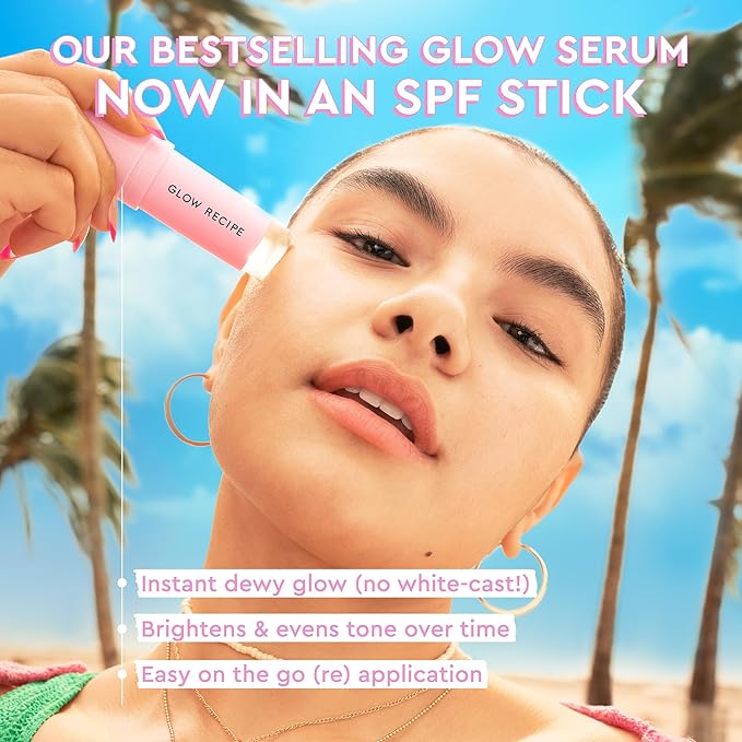 Glow Recipe Watermelon Daytime Trio - Watermelon Glow SPF Dew Balm Sunscreen (0.58 oz) + Niacinamide Dew Drops Serum with Hyaluronic Acid (40ml) + Hue Drops Tinted Serum Bronzer &amp Highlighter (40