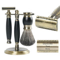 FREED Bronze Series Custom Laser-Engraved Double-Edged Safety Razor Aluminum Alloy Material Includes 120 Bladesit's the best gift for menfathers or birthdays (Bronze Black)