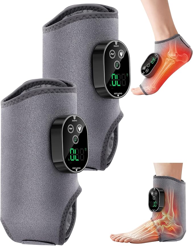 2in1 Ankle and Foot Massager with Heat and VibrationFoot Renew. Cordless Ankle Massager for Blood Circulation and Pain Relief Suitable for Neuropathy Gifts for Mom Dad Men Women（2Pcs）