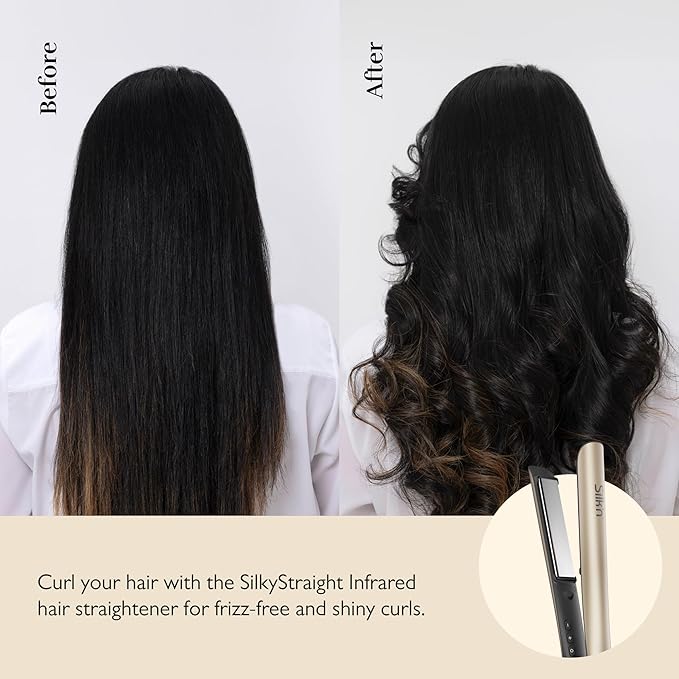 Silk’n Professional 2-in-1 Straightener and Hair Curler for Women Titanium Flat Iron with Infrared and Ion Technology for Frizz-Free Hair and no Heat Damage Smart Temperature Control 15-Sec Heat Up