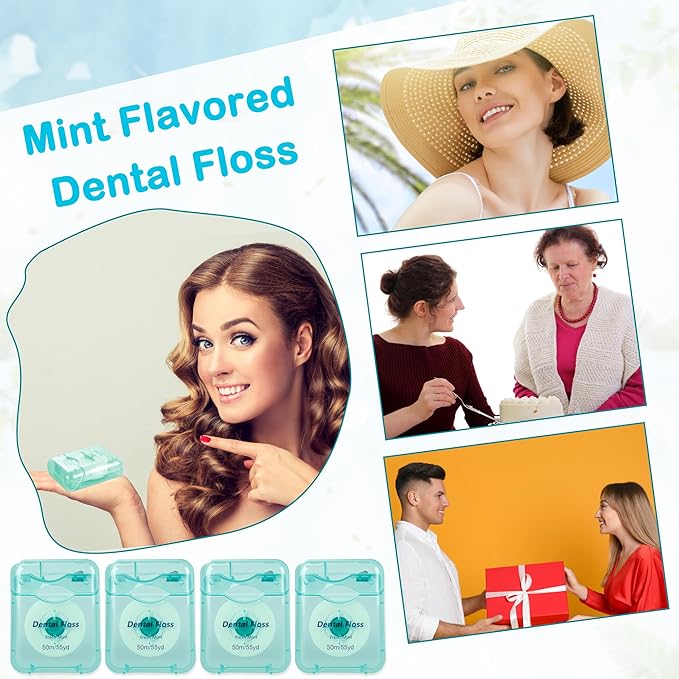 70 Pack Mini Dental Floss Bulk Mint Flavored Travel Glide Dental Floss Oral Care with Portable Cases for Teeth Adults 164 Ft/ 50 M