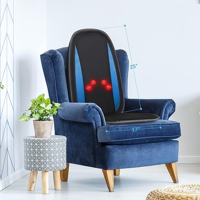 COMFIER Back Massager with HeatDeep Tissue Kneading Massage Seat Cushion Shiatsu Chair Pad for Neck for Home or Office use Gift