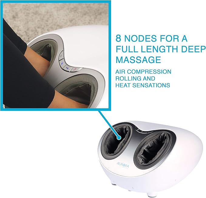 Aurora Health &amp Beauty Shiatsu Air Compression Deep Kneading Foot Massager with Heat Therapy