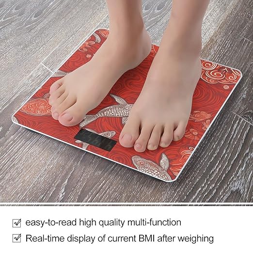 Red Sea Animal Scale for Body Weight Anti-Slip Tempered Glass Digital Bathroom Scales Clear LCD Display Weighing Scale Safe Rounded Corners Smart Scales