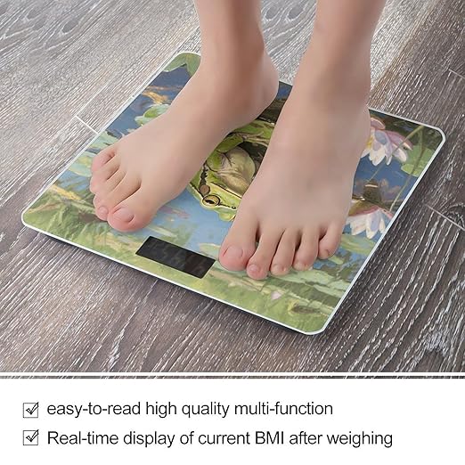Pond Frog Weight Scale Large Digital Bathroom Scales with Bright LED Display Non Slip Digital Scale and Step On Fashion Weighing Machine for Body