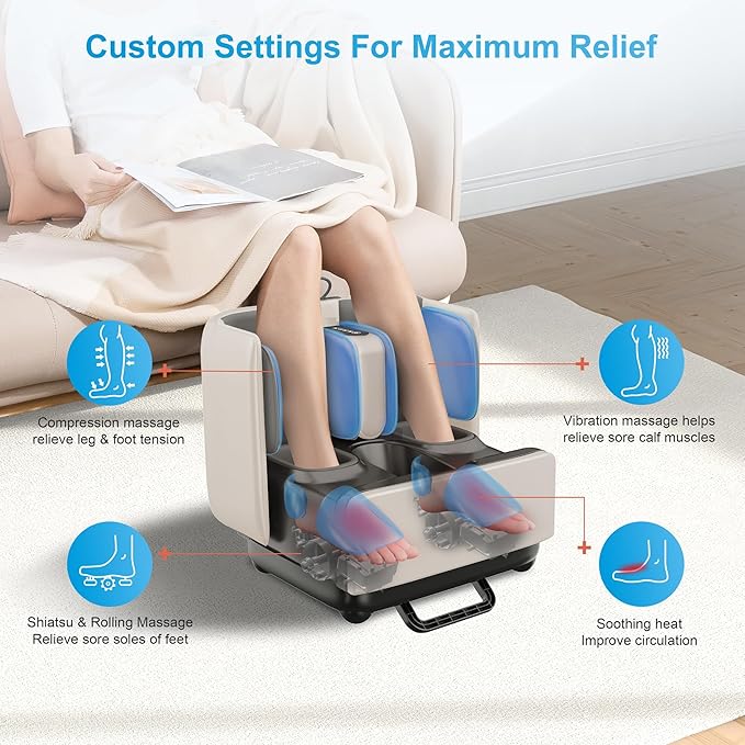 COMFIER 2-in-1 Shiatsu Foot Massager&ampFoot RestFoot and Calf Massager with APP ControlHeated Feet Massager for Foot Pain ReliefGifts for Men Women