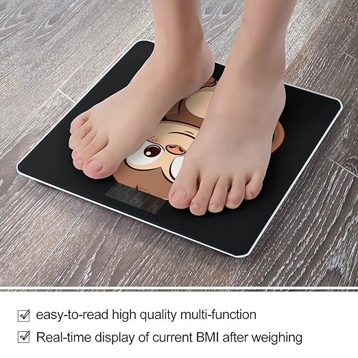 Cartoon Brown Monkey Scale for Body Weight Highly Accurate Digital Bathroom Body Scale Digital Bathroom Scales for People Anti-Slip Large LCD Display Smart Scales
