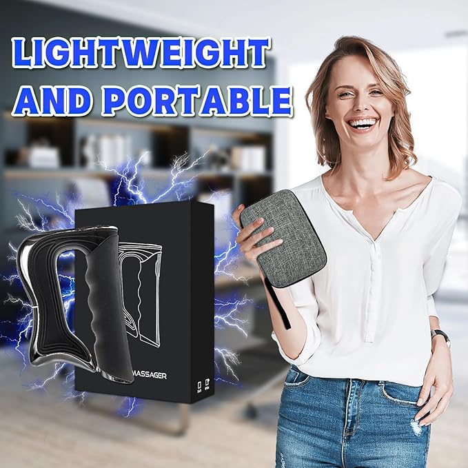 Electric Fascia Knife Muscle Pain Relief Massager Tool Muscle Scraper Set Relaxation Fascia Tissue Massage for Portable 3 Levels of Regulation Ideal Gifts for All Occasions（Black）