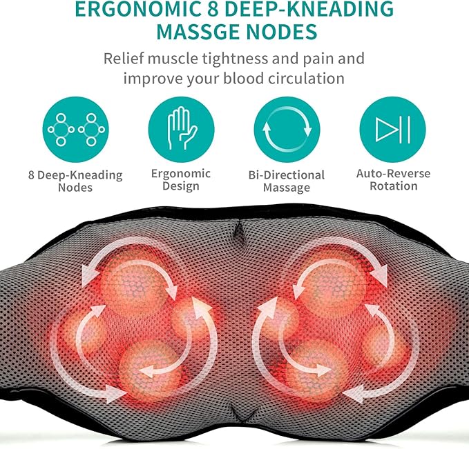 Nekteck Beige Neck&ampBack Massager and Portable Foot Massager with Heat FM12