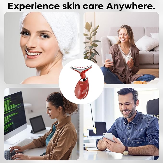 Facial Massager Portable Face Neck Massager Wand for Skin Care(Red)