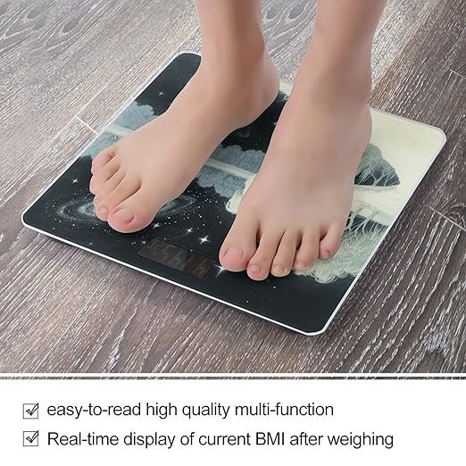 Galaxy Starry Night Weight Scale Large Bathroom Scales Digital Weight with Bright LED Display Non Slip Automatic Weighing Scale Fashion Weighing Machine for Body