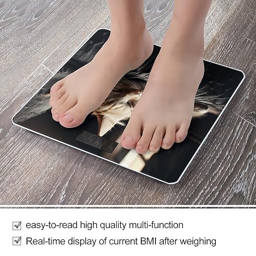 Napping Kitten Scale for Body Weight Anti-Slip Tempered Glass Digital Bathroom Scales Clear LCD Display Weighing Scale Safe Rounded Corners Smart Scales