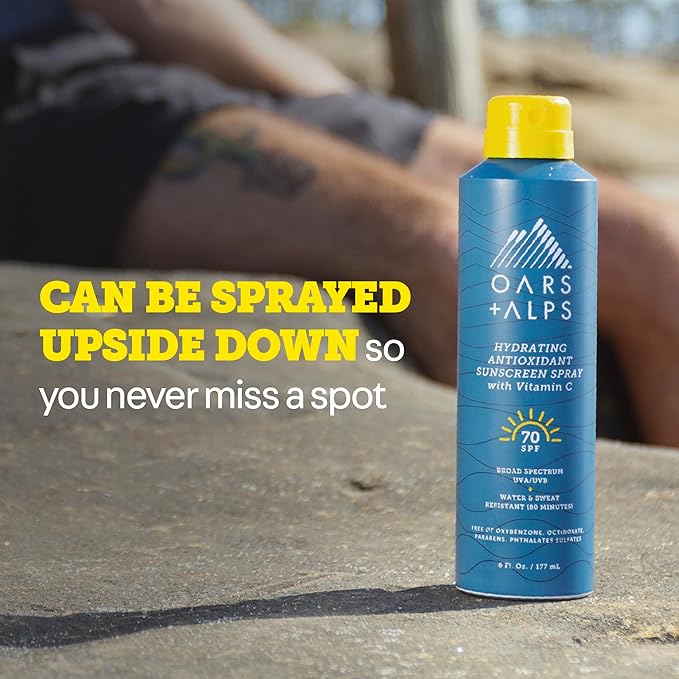 Oars + Alps SPF 70 Face &amp Body Broad Spectrum Sunscreen Spray | Fast-Absorbing Lightweight Non-Greasy Hawaii Reef Act 104 Compliant Water-Resistant Octinoxate + Oxybenzone Free 6 Oz 2 Pack