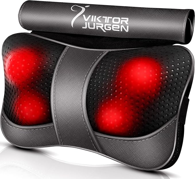 VIKTOR JURGEN Back Massager Kneading for Neck Shoulder and Foot Shiatsu Massage Pillow with Heat Relaxation Gifts for Women/Men/Dad/Mom/Christmas/Mothers Day/Fathers Day/Valentine's Day