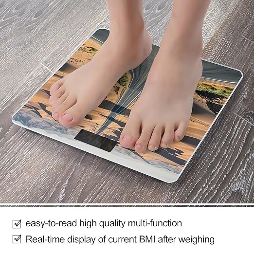 Desert Road Bathroom Scale for Body Weight Bathroom Weighing Scales with Back Lit LED Display Sturdy Tempered Glass Body Weight Bathroom Scale 400lb Weighing