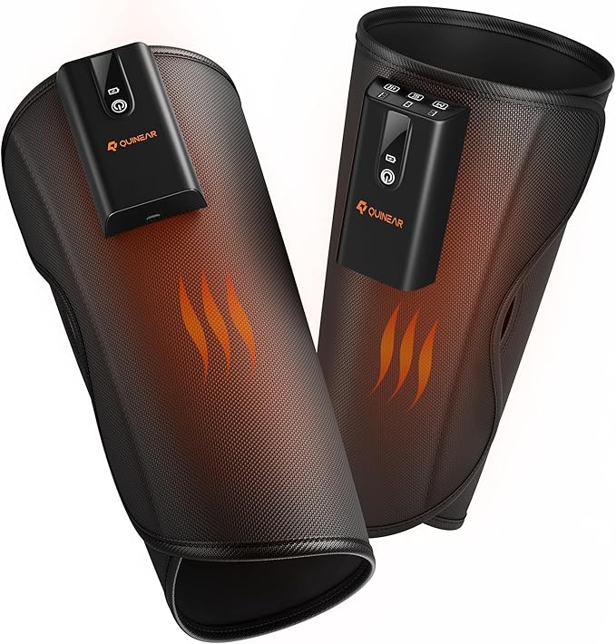 QUINEAR Cordless Calf Massager with Heat and Compression Leg Massager for Circulation and Pain Relief Portable Leg Massager with 3 Intensities &amp 3 Modes Fast Recovery for Swelling RLS