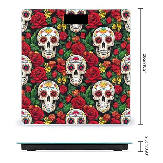 Automatic Switch Digital Bathroom Weighing Scale Smart Scale for Body Weight Mexican Day Dead Rose Sugar Skulls