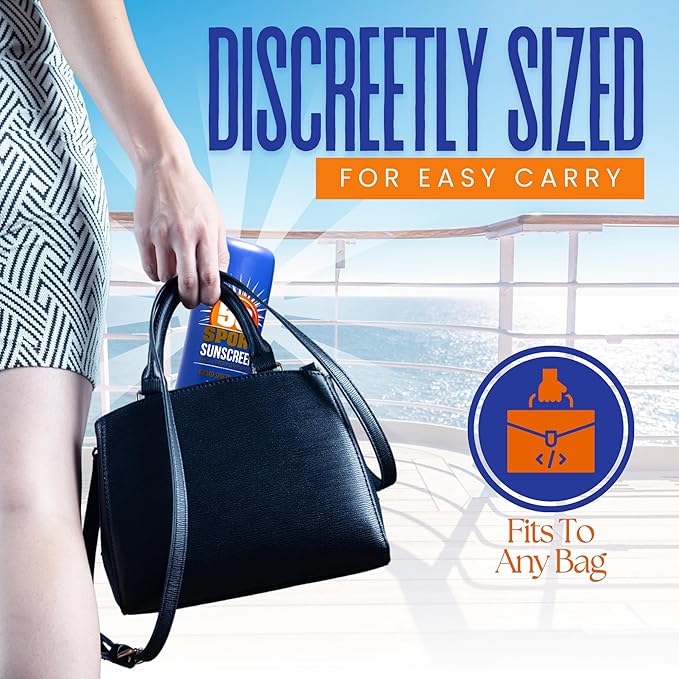 Hidden SPF50 Sunscreen Lotion Flasks 2 Pack by Smuggle Your Booze - 5 Tamper-Proof Seals | Discreet Plastic Flask for Liquor Disguise for Cruises Travel Concerts Festivals | 10 oz Each |