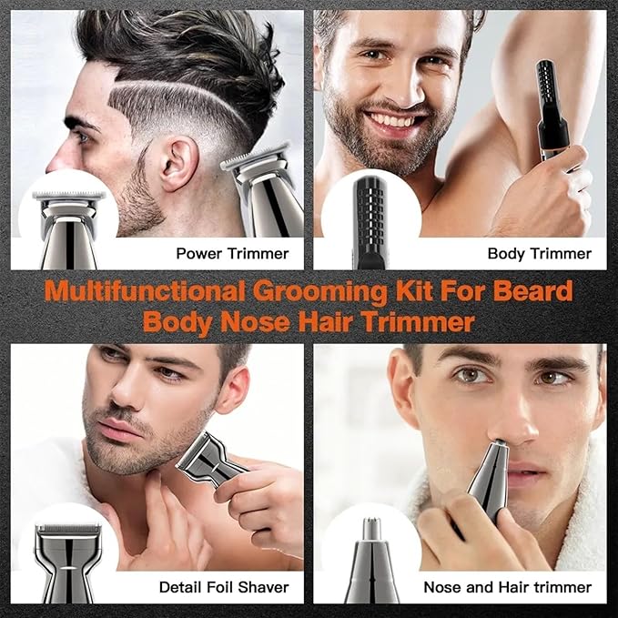 BAHREL Beard Trimmer for Men All in One Mens Beard Grooming Kit IPX7 Washable Mustache Nose Hair Trimmer Foil Trimmer &amp Body Shaver Electric Razor for Men Gifts (Color : Gold)