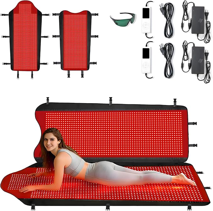 Full Body Red Light Therapy Mat with 3207 LEDs 3-in-1 660nm &amp 850nm TPU Infrared Light Blanket 74.8 x 36 Foldable Therapy Pad with Timer Controller Pulse Modes for Home Use 260W