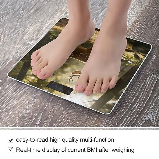 Deer Encounter The Dawn Light Weight ScaleClear LED Display Bathroom Digital Weighing ScaleTempered Glass Digital Bathroom Scale for Body Weight Capacity Up to 400 Lbs