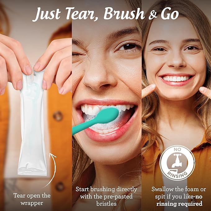 GuruNanda Fresh Start Oral Care Bundle – 70ct Disposable Pre-Pasted Toothbrushes &amp 8oz CocoMint Oil Pulling for Easy Refreshing Oral Hygiene