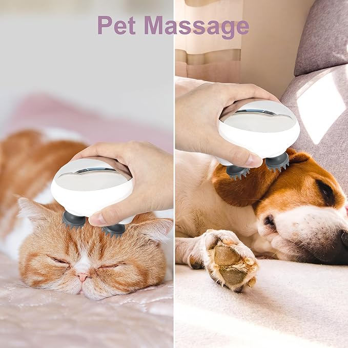 Electric Scalp Massager Portable Head Stress RelaxIPX7 Waterproof Rechargeable Head Massager Scalp Stress Relax Body for Deep Cleansing Relief Hair Growth (Silver)